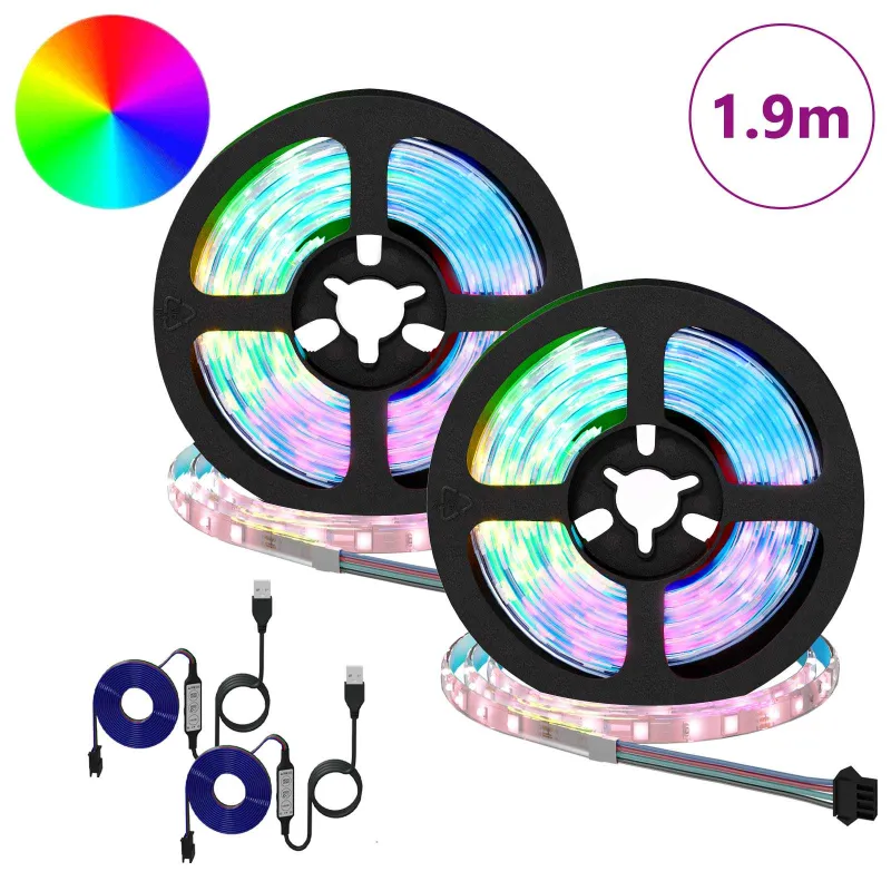 LED juosta 2 pcs Juoda ir permatoma 950 mm Varis ir plastikas