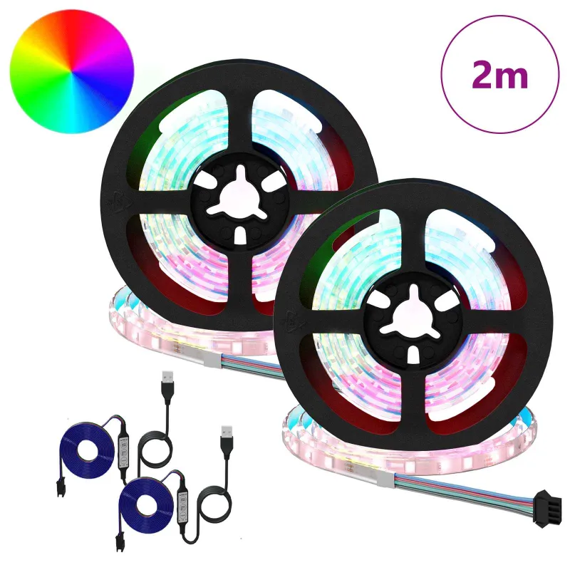 LED juosta 2 pcs Juoda ir permatoma 1000 mm Varis ir plastikas