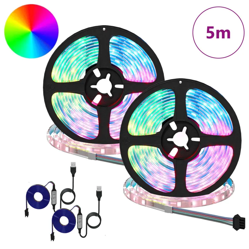 LED juosta 2 pcs Juoda ir permatoma 2500 mm Varis ir plastikas