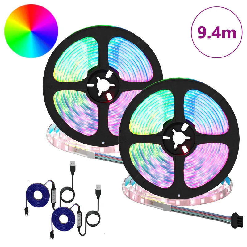LED juosta 2 pcs Juoda ir permatoma 4700 mm Varis ir plastikas