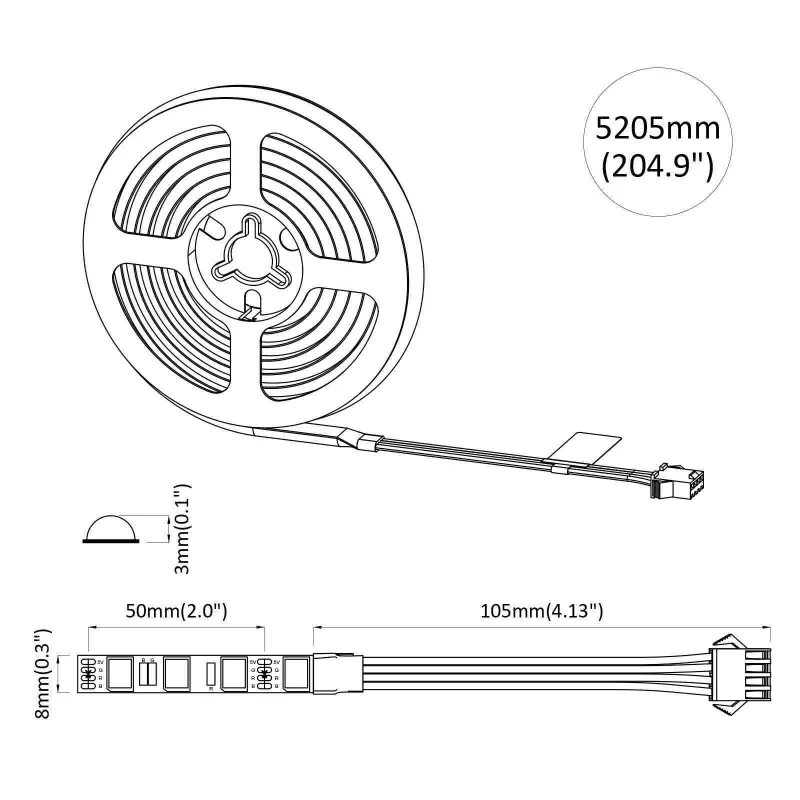 LED juosta 2 pcs Juoda ir permatoma 5100 mm Varis ir plastikas