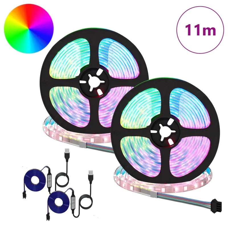 LED juosta 2 pcs Juoda ir permatoma 5500 mm Varis ir plastikas