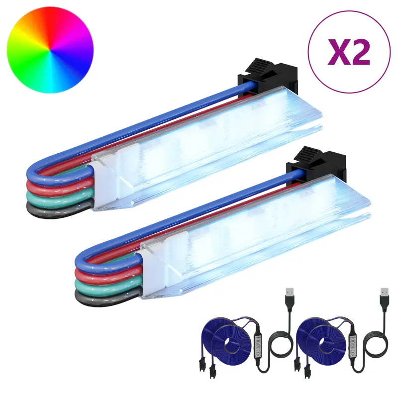 LED juosta 2 pcs Juoda ir daugiaspalvė 1745 mm