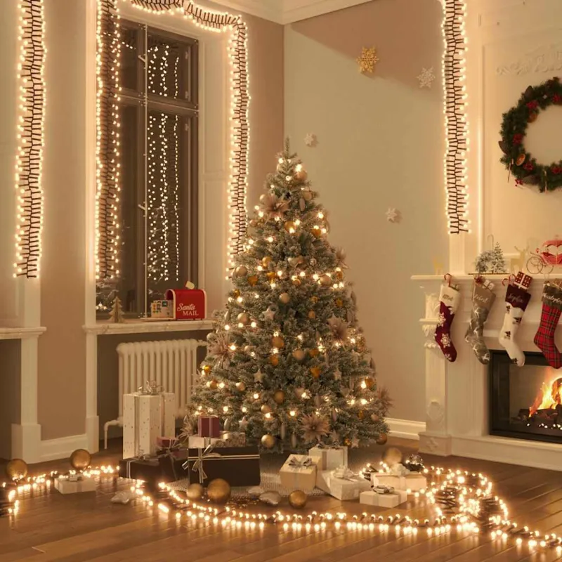 LED lempučių girlianda, PVC, 2000 šiltų baltų LED, tanki