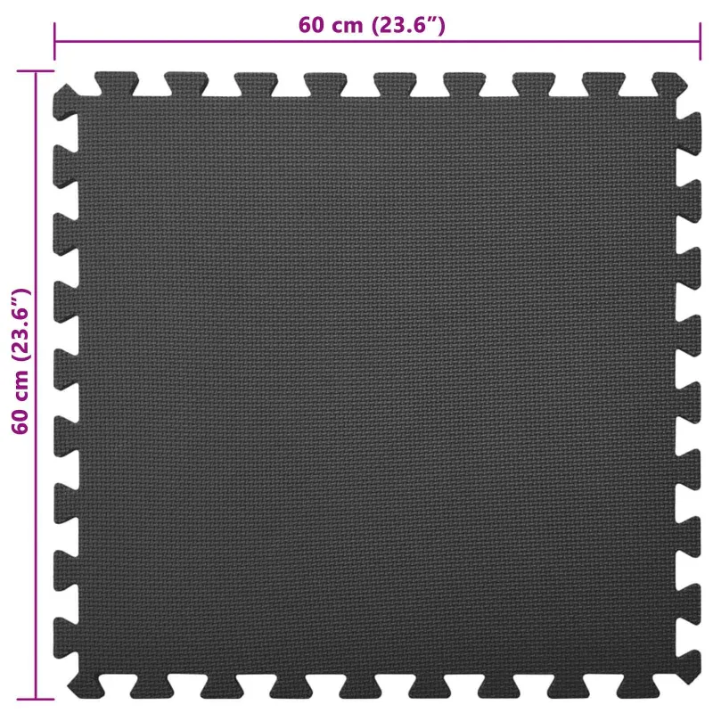 Baseino grindų kilimas 6 pcs Juoda 2,16 ㎡ EVA puta