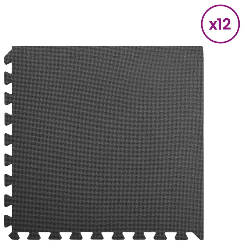 Baseino grindų kilimas 12 pcs Juoda 4,32 ㎡ EVA puta