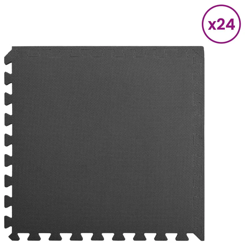 Baseino grindų kilimas 24 pcs Juoda 8,64 ㎡ EVA puta
