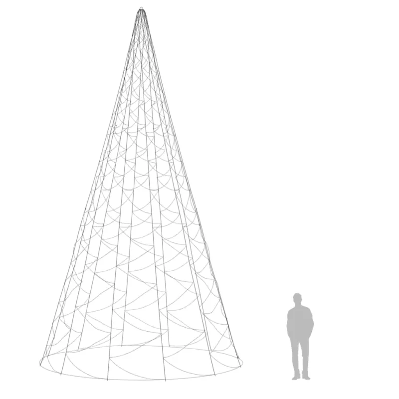Kalėdų eglutė ant vėliavos stiebo, 800cm, 3000 šiltų baltų LED