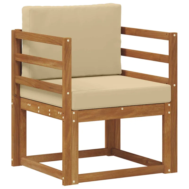 Lauko sofa Tvirta akacijos mediena ir poliesteris Natūrali