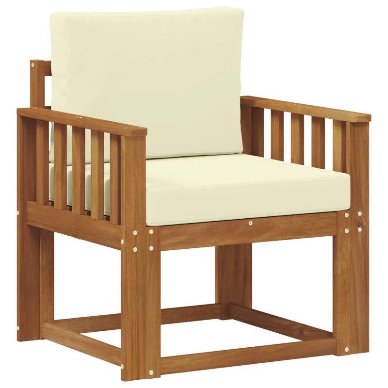Lauko sofa Tvirta akacijos mediena ir poliesteris Natūrali