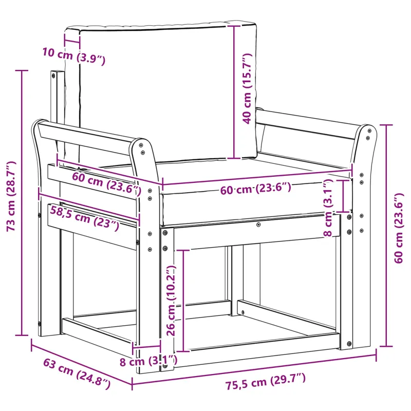 Lauko sofa Tvirta akacijos mediena ir poliesteris Natūrali