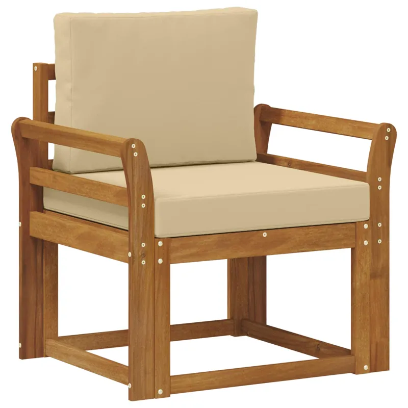Lauko sofa Tvirta akacijos mediena ir poliesteris Natūrali