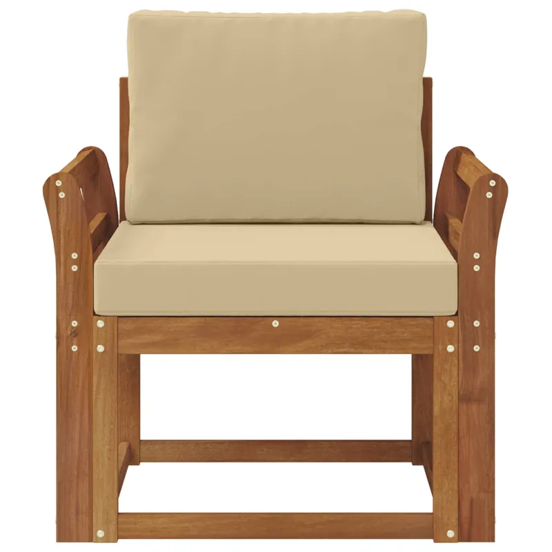 Lauko sofa Tvirta akacijos mediena ir poliesteris Natūrali