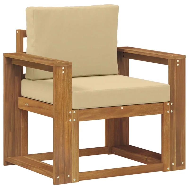 Lauko sofa Tvirta akacijos mediena ir poliesteris Natūrali