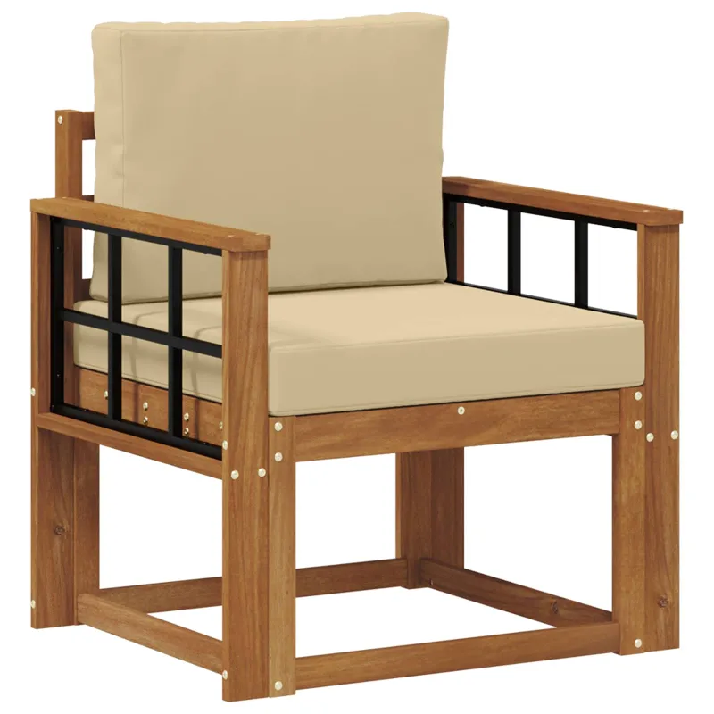 Lauko sofa Tvirta akacijos mediena ir poliesteris Natūrali