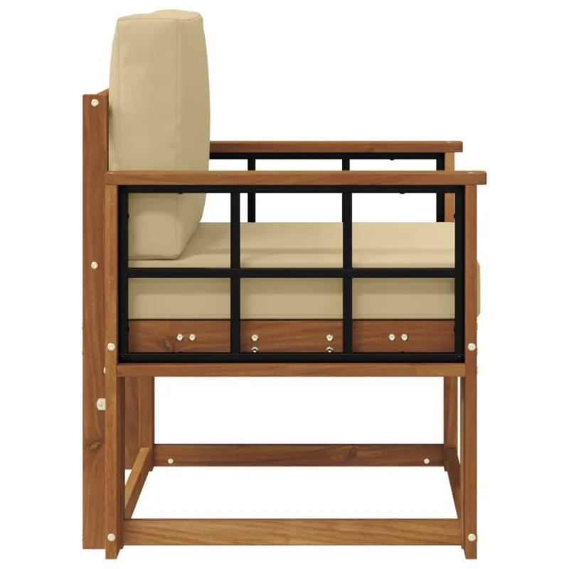 Lauko sofa Tvirta akacijos mediena ir poliesteris Natūrali