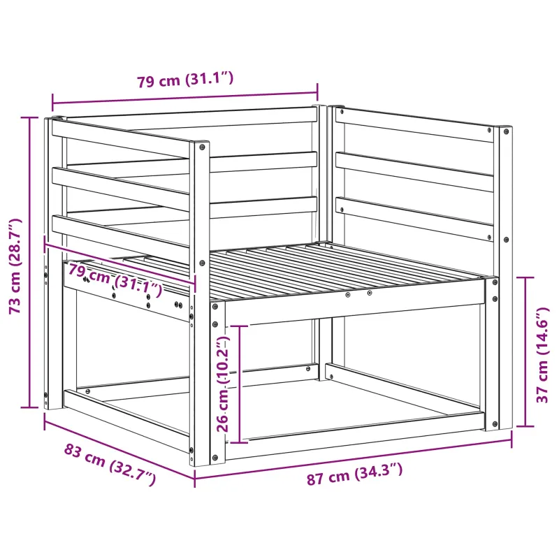 Lauko Vidurinis Sofa Natūrali