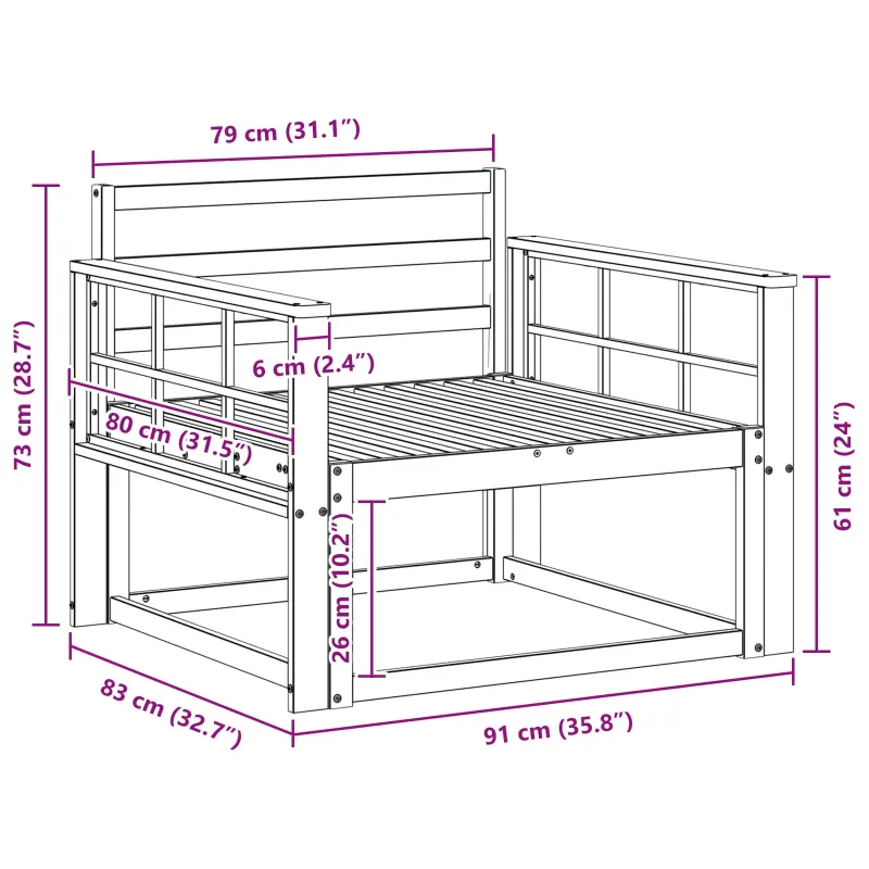 Lauko Vidurinis Sofa Natūrali