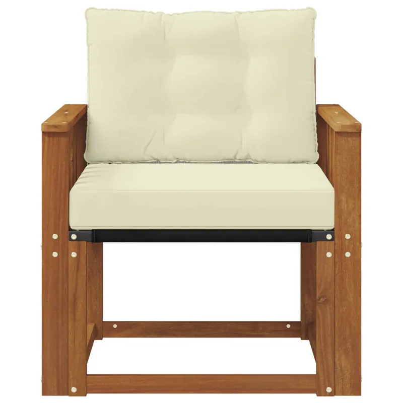 Lauko sofa Kietos akacijos mediena Natūralus ir grietinėlė