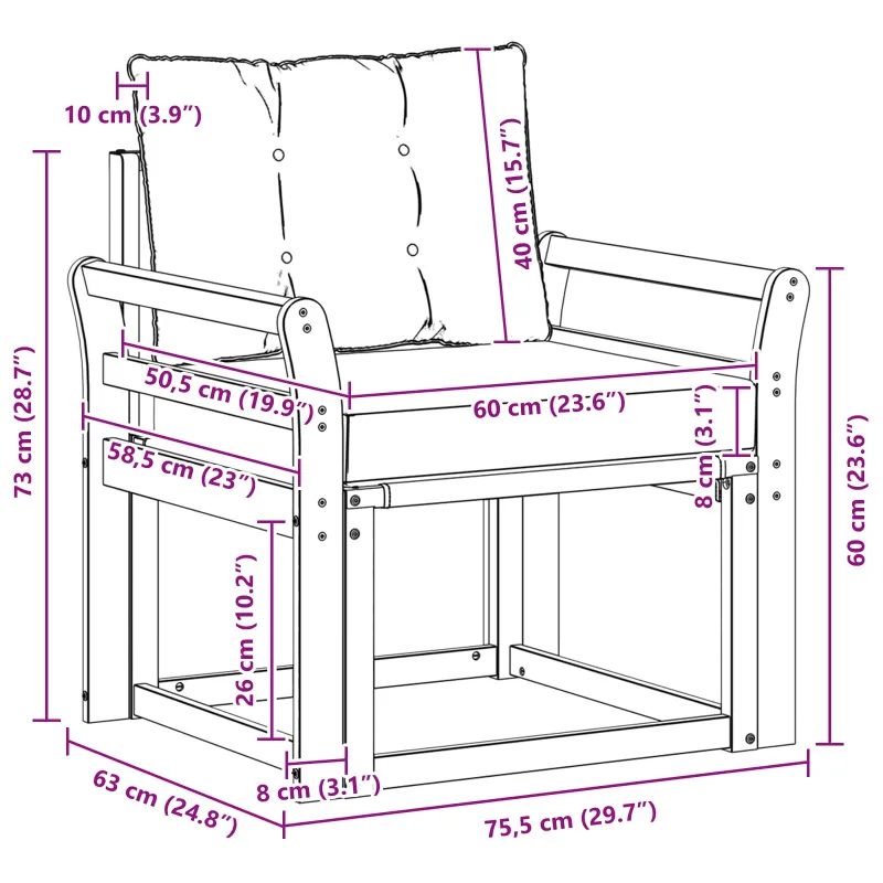 Lauko sofa Kietos akacijos mediena Natūrali ir šviesiai pilka