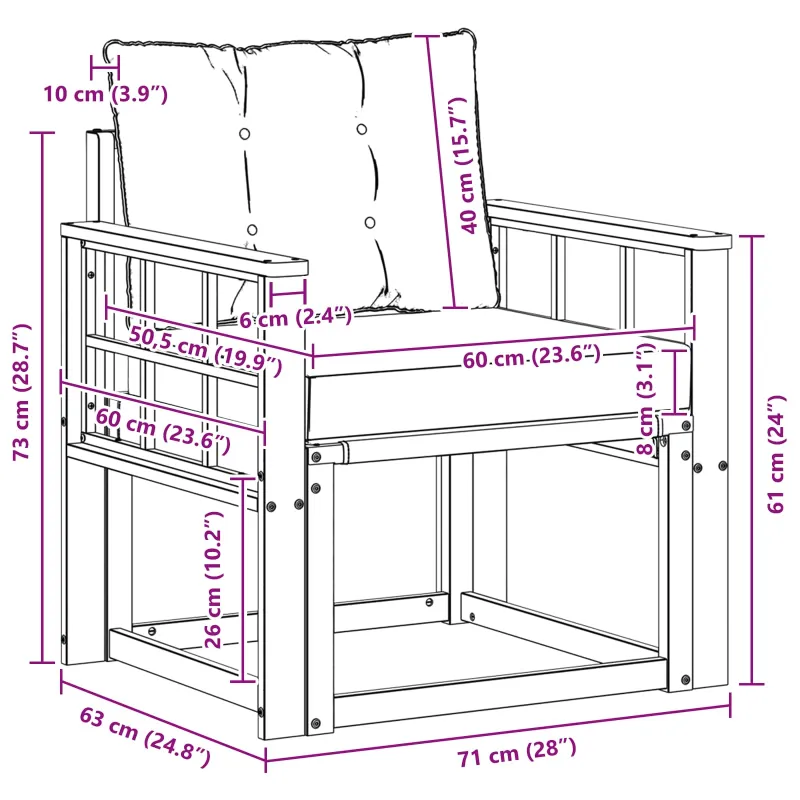 Lauko sofa Kietos akacijos mediena Natūralus ir grietinėlė