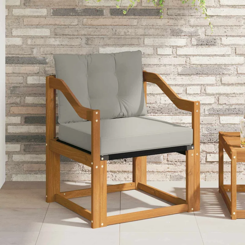 Lauko sofa Kietos akacijos mediena Natūrali ir šviesiai pilka