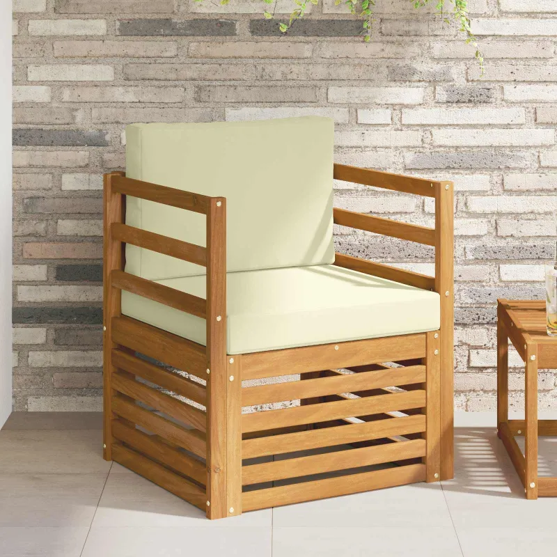 Lauko sofa Tvirta akacijos mediena ir poliesteris Natūrali