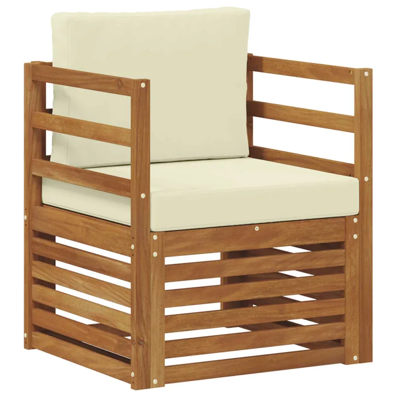 Lauko sofa Tvirta akacijos mediena ir poliesteris Natūrali