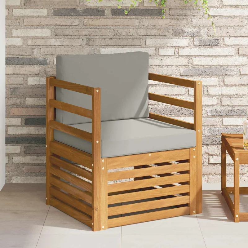 Lauko sofa Tvirta akacijos mediena ir poliesteris Natūrali