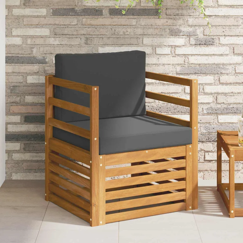 Lauko sofa Tvirta akacijos mediena ir poliesteris Natūrali
