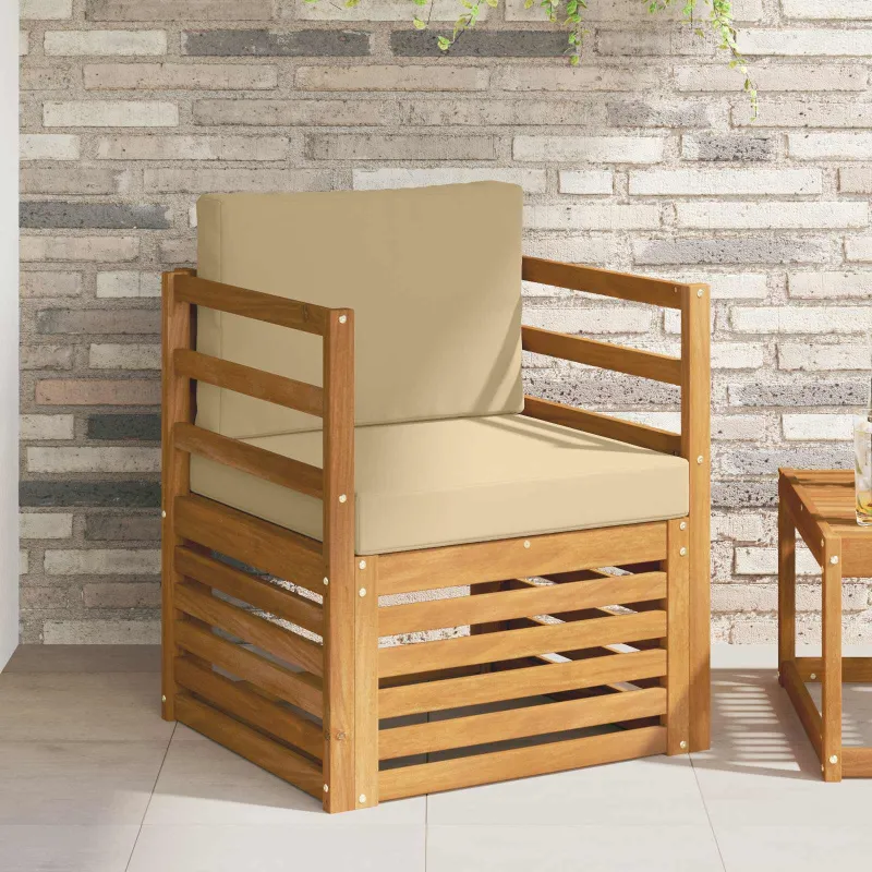 Lauko sofa Tvirta akacijos mediena ir poliesteris Natūrali