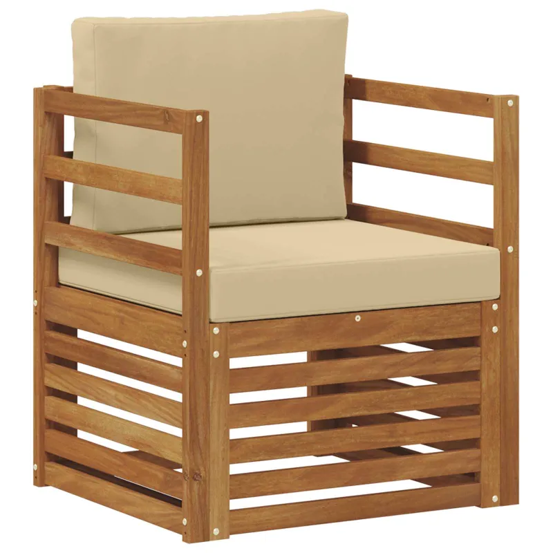 Lauko sofa Tvirta akacijos mediena ir poliesteris Natūrali