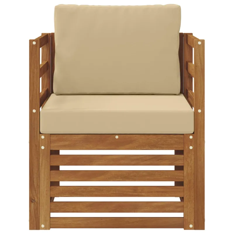 Lauko sofa Tvirta akacijos mediena ir poliesteris Natūrali