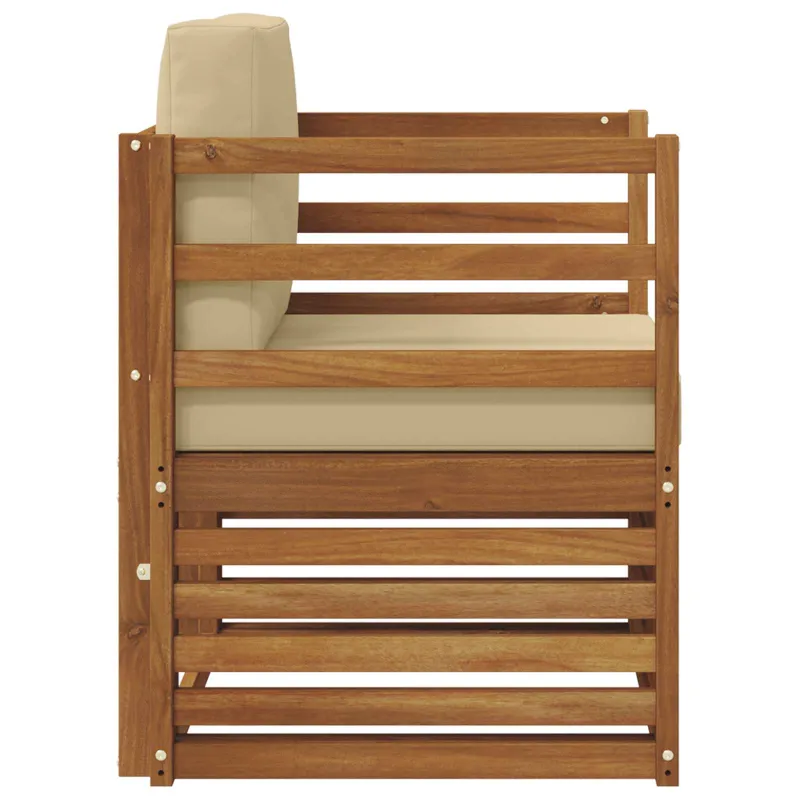 Lauko sofa Tvirta akacijos mediena ir poliesteris Natūrali