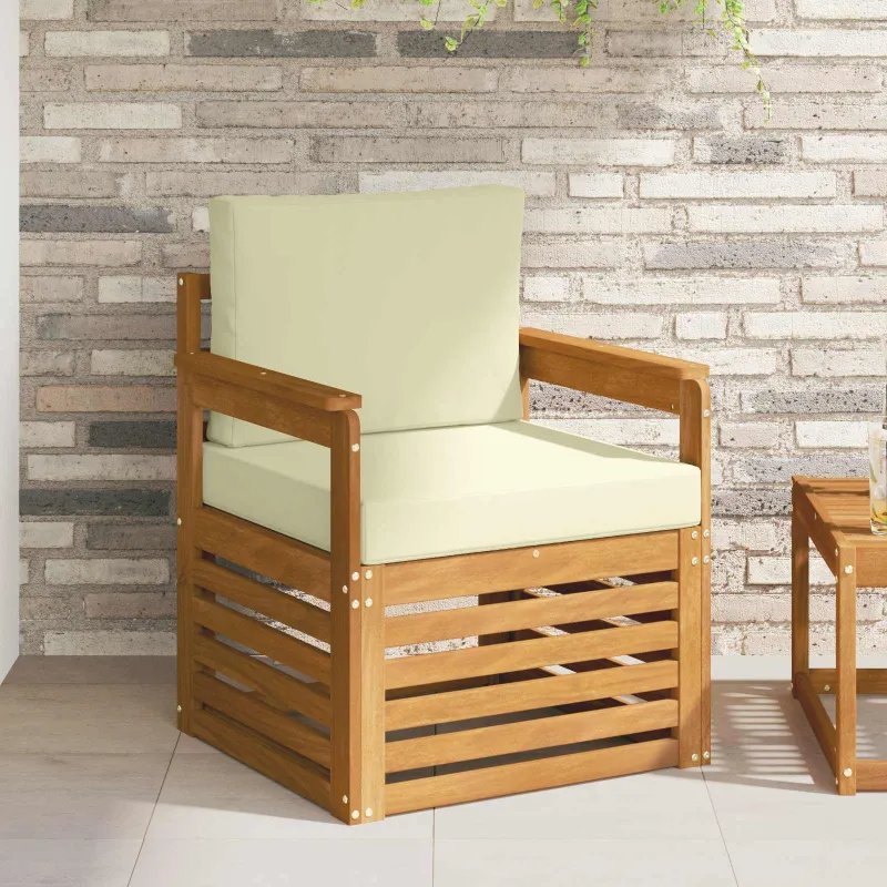 Lauko sofa Tvirta akacijos mediena ir poliesteris Natūrali