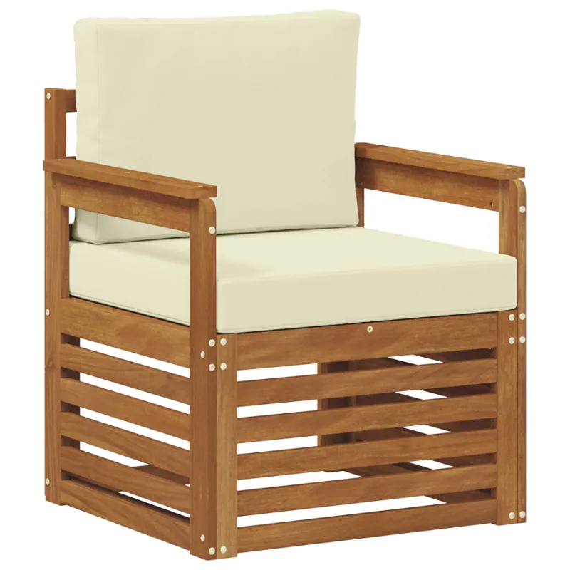 Lauko sofa Tvirta akacijos mediena ir poliesteris Natūrali