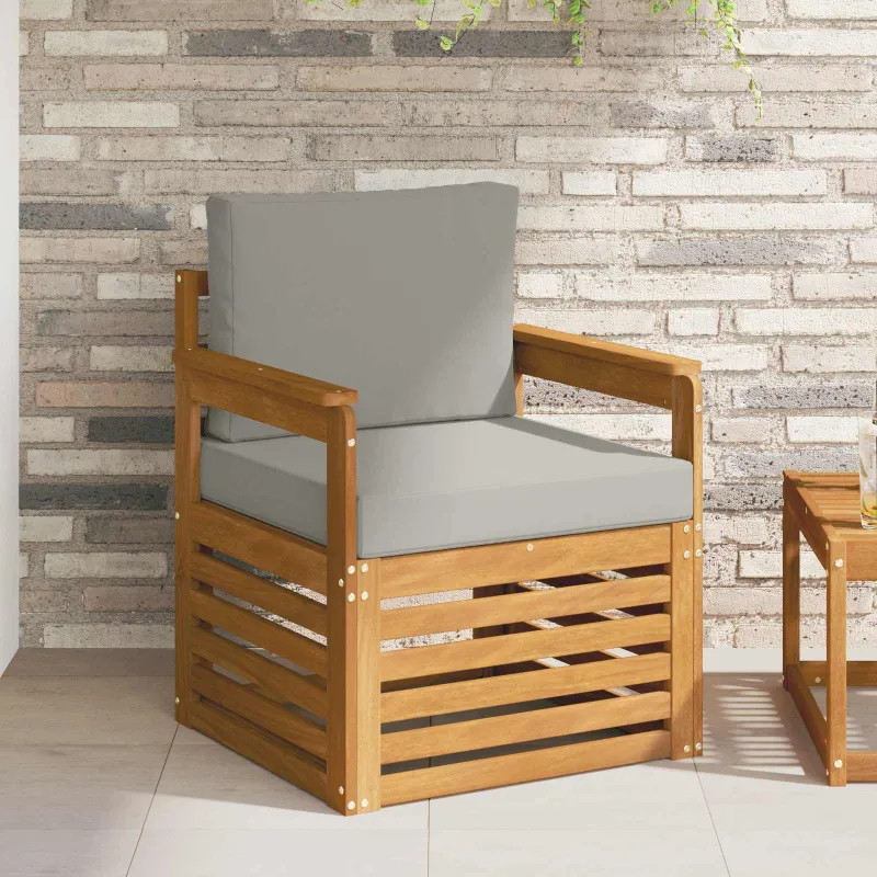 Lauko sofa Tvirta akacijos mediena ir poliesteris Natūrali