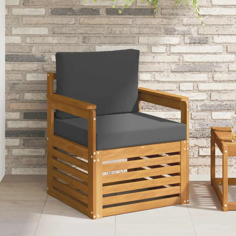 Lauko sofa Tvirta akacijos mediena ir poliesteris Natūrali