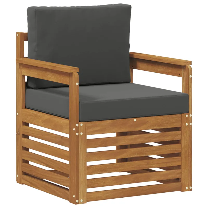 Lauko sofa Tvirta akacijos mediena ir poliesteris Natūrali