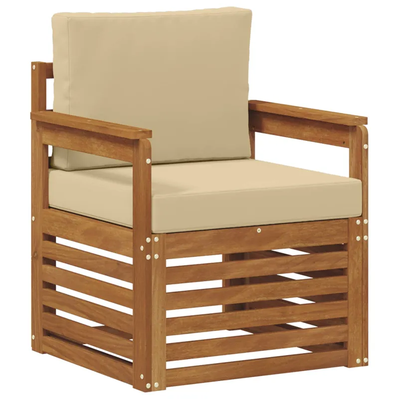 Lauko sofa Tvirta akacijos mediena ir poliesteris Natūrali