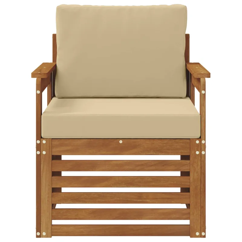Lauko sofa Tvirta akacijos mediena ir poliesteris Natūrali