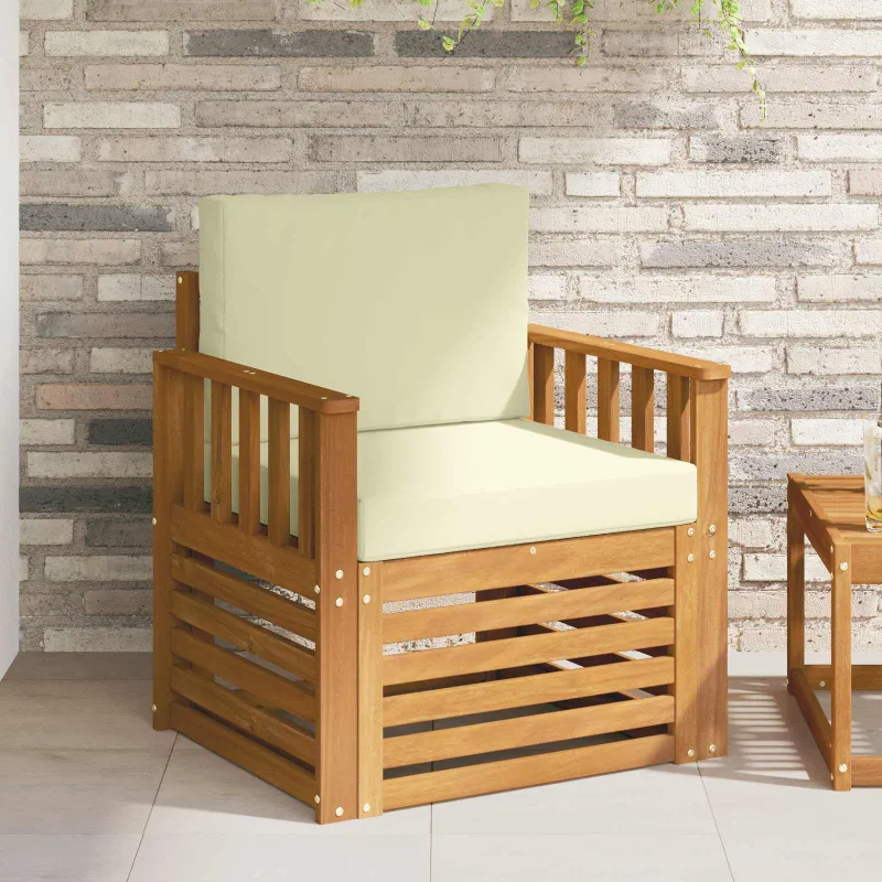 Lauko sofa Tvirta akacijos mediena ir poliesteris Natūrali