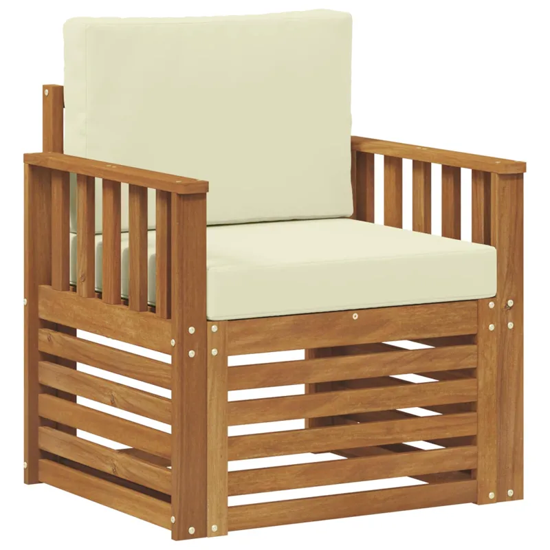 Lauko sofa Tvirta akacijos mediena ir poliesteris Natūrali