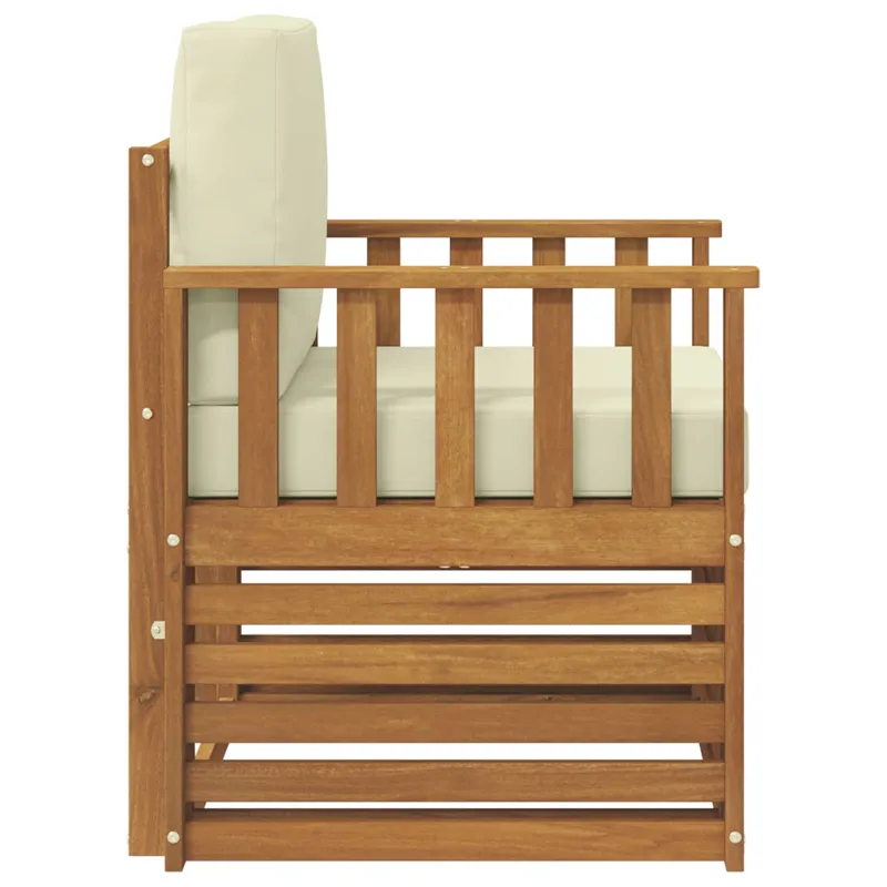 Lauko sofa Tvirta akacijos mediena ir poliesteris Natūrali