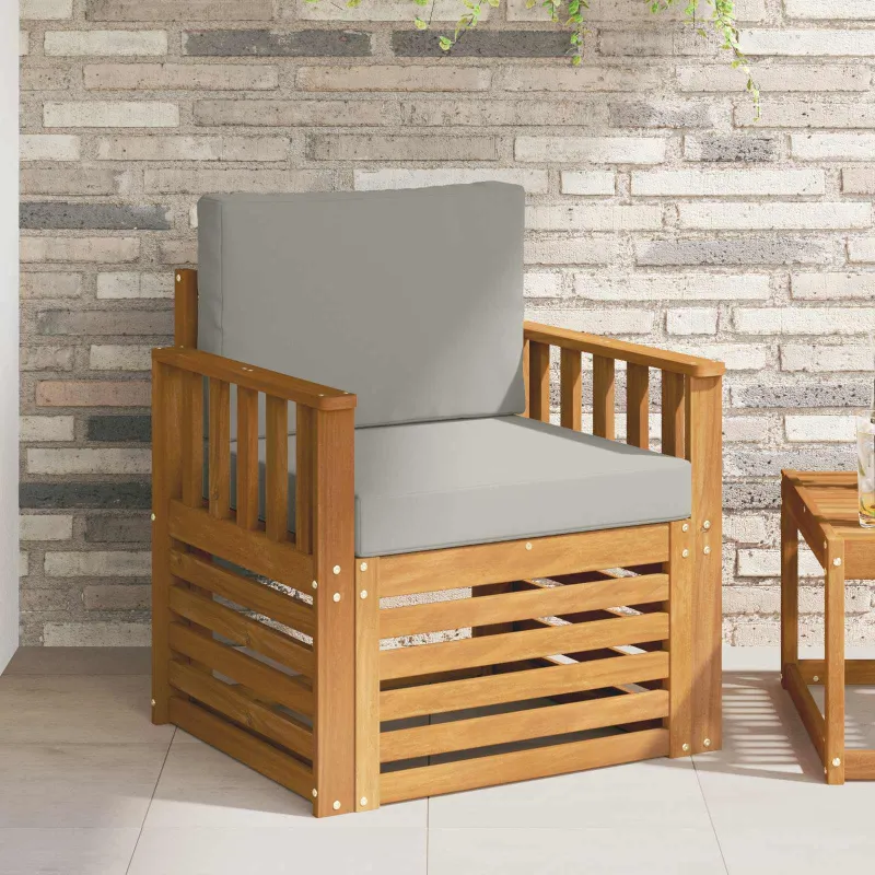Lauko sofa Tvirta akacijos mediena ir poliesteris Natūrali