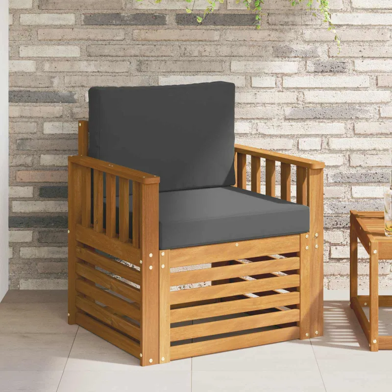 Lauko sofa Tvirta akacijos mediena ir poliesteris Natūrali