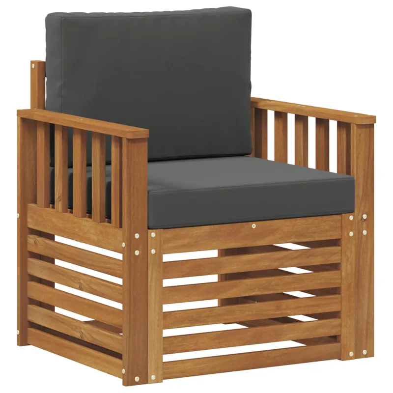 Lauko sofa Tvirta akacijos mediena ir poliesteris Natūrali