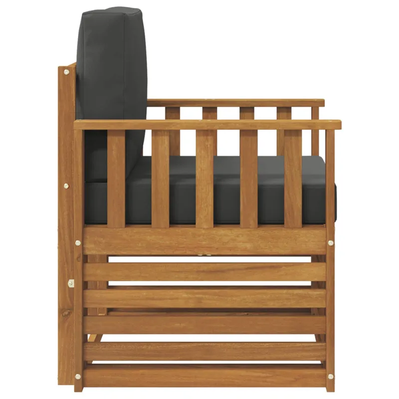 Lauko sofa Tvirta akacijos mediena ir poliesteris Natūrali
