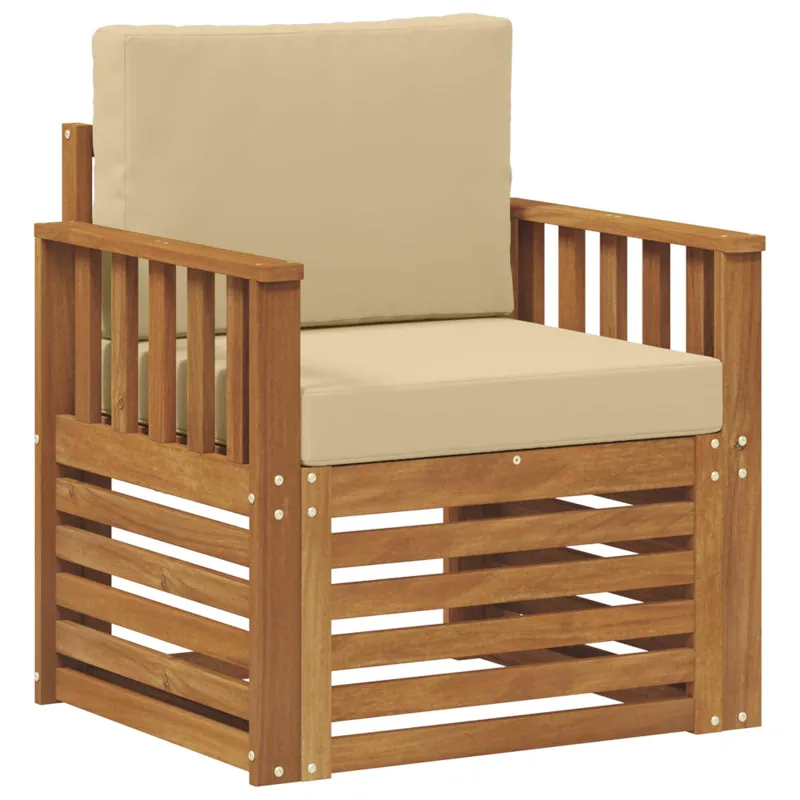 Lauko sofa Tvirta akacijos mediena ir poliesteris Natūrali