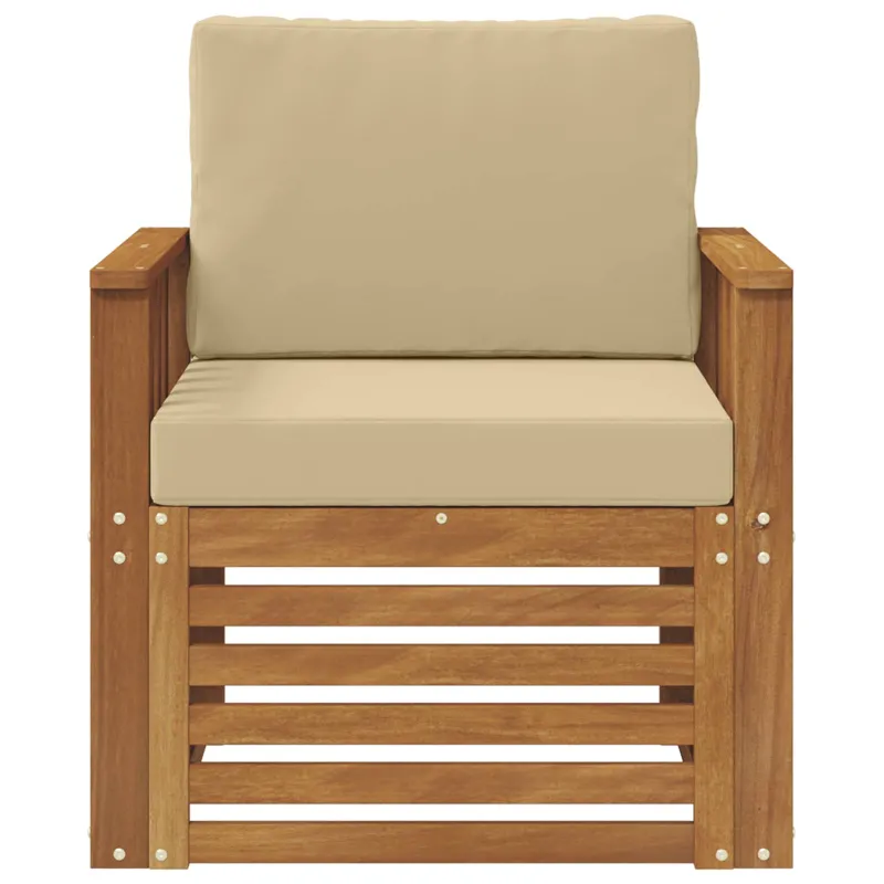 Lauko sofa Tvirta akacijos mediena ir poliesteris Natūrali